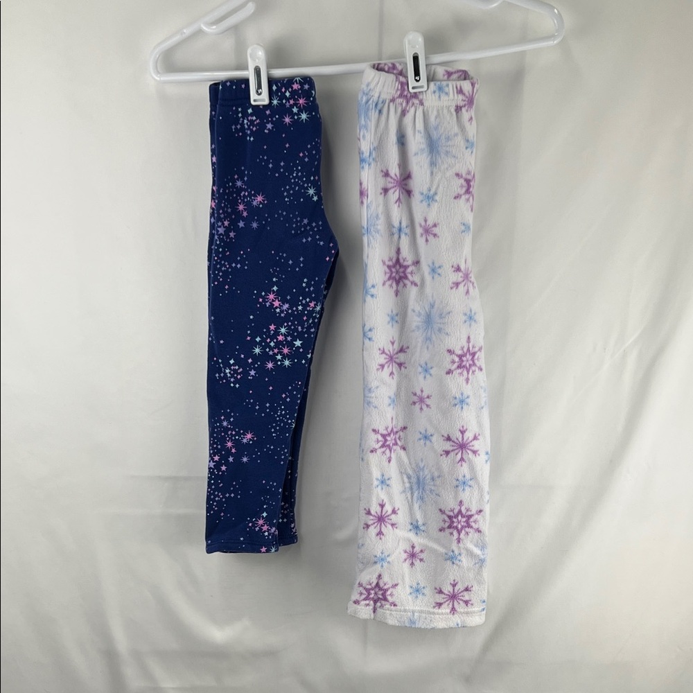 Girls Winter Pants - Osh Kosh (5t) Purple Stars - Flannel Pajamas Snowflakes 5t